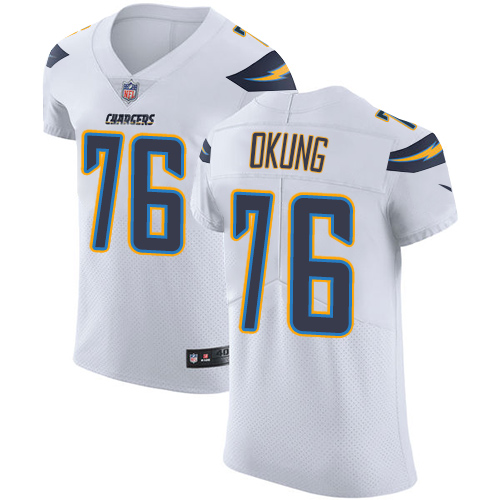 Nike Chargers #76 Russell Okung White Men's Stitched NFL Vapor Untouchable Elite Jersey - Click Image to Close